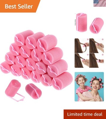 18 Pcs Soft Foam Hair Curlers for Effortless Overnight Curls - Pink