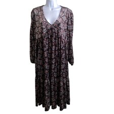 El Corte Ingles Sfera Brown Paisley Maxi Dress Size M Cottagecore Flowy Boho