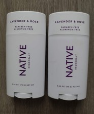 Native Deodorant Lavender  Rose Scent 2.65 oz - 2 PACK NEW FAST SHIPPING