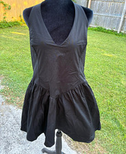 Wild Fable Women's Black V-Neck Sleeveless Mini Dress Zip Bow Adjustable XL