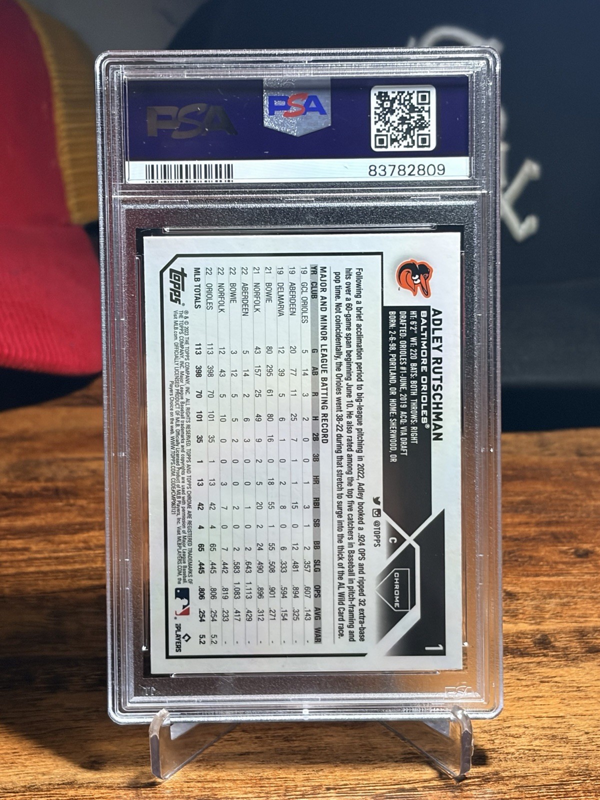 2023 Topps Chrome #1 Adley Rutschman Rookie (RC) X-Fractor PSA 10 view 2