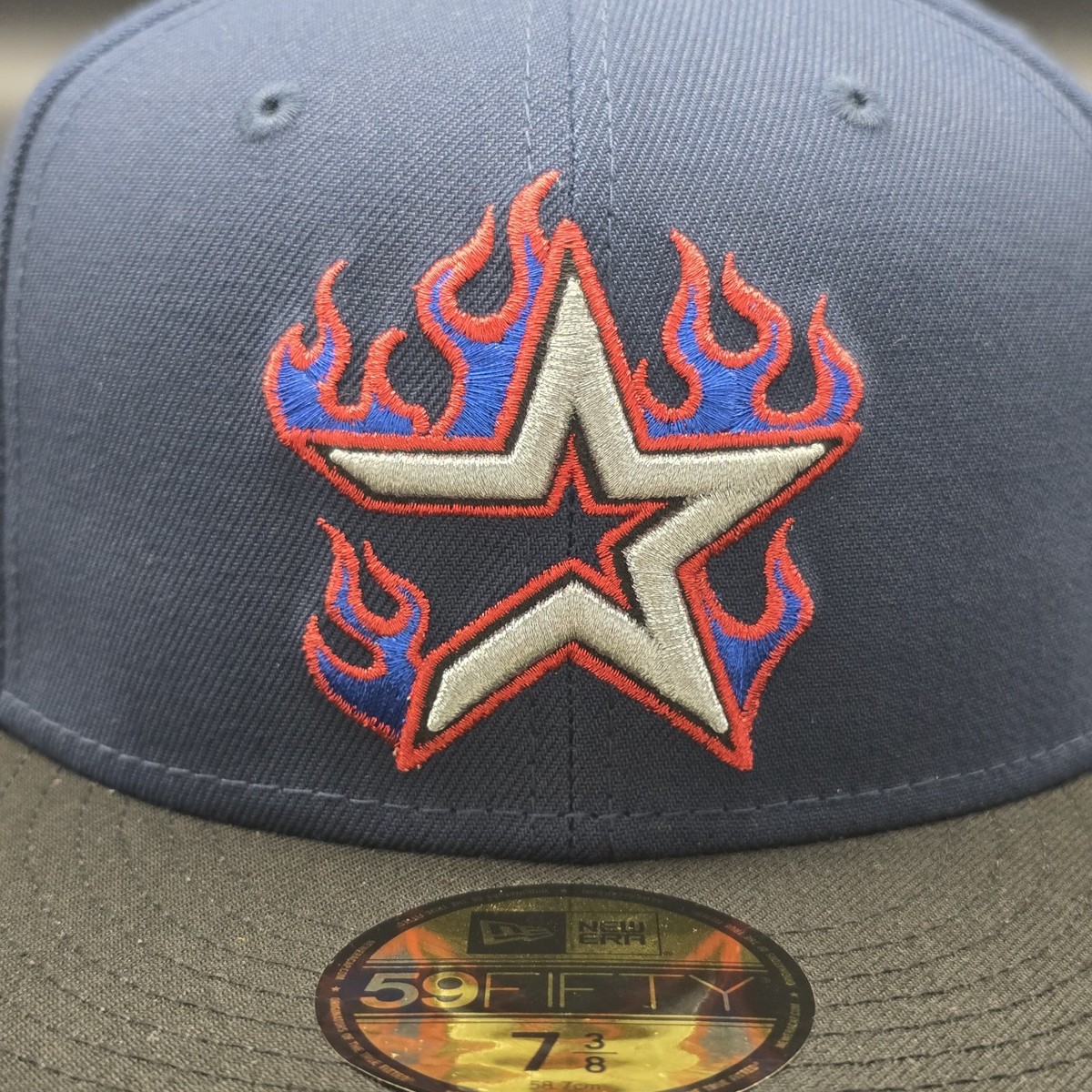 NEW ERA EXCLUSIVE HOUSTON ASTROS 7 3/8s FITTED BALLCAP BLUE FLAME
