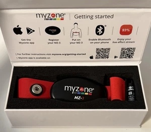 Myzone MZ-3 Bluetooth Chest Strap Heart Rate Monitor Set w/ USB Cable Red