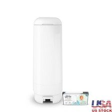 Odor Control Diaper Pail Hands-Free Operation Easy Roll Refill Nursery Waste Bin