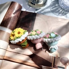 Handmade Flower Bouquet Keychain Crochet Bag Charm Floral Plush Accessory
