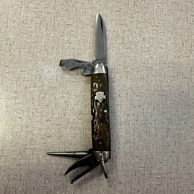 E.C. SIMMONS KEEN KUTTER St Louis SCOUT  Utility Pocket Knife Jigged Bone Scales