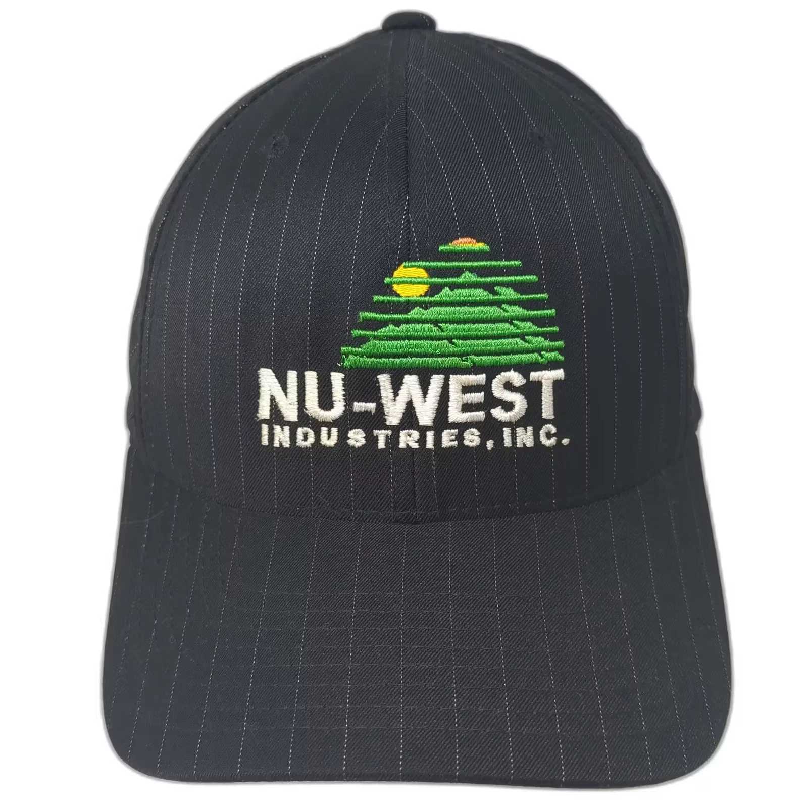 Flexfit Baseball Cap Black White M Pinstripe Embroidered Nu-West Industries Hat
