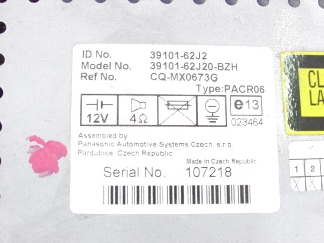 39101-62J2 Autoradio SUZUKI Swift 1.3 B 68KW 5M 5P (2006) Ersatz Used (Nicht F - Bild 2 von 2