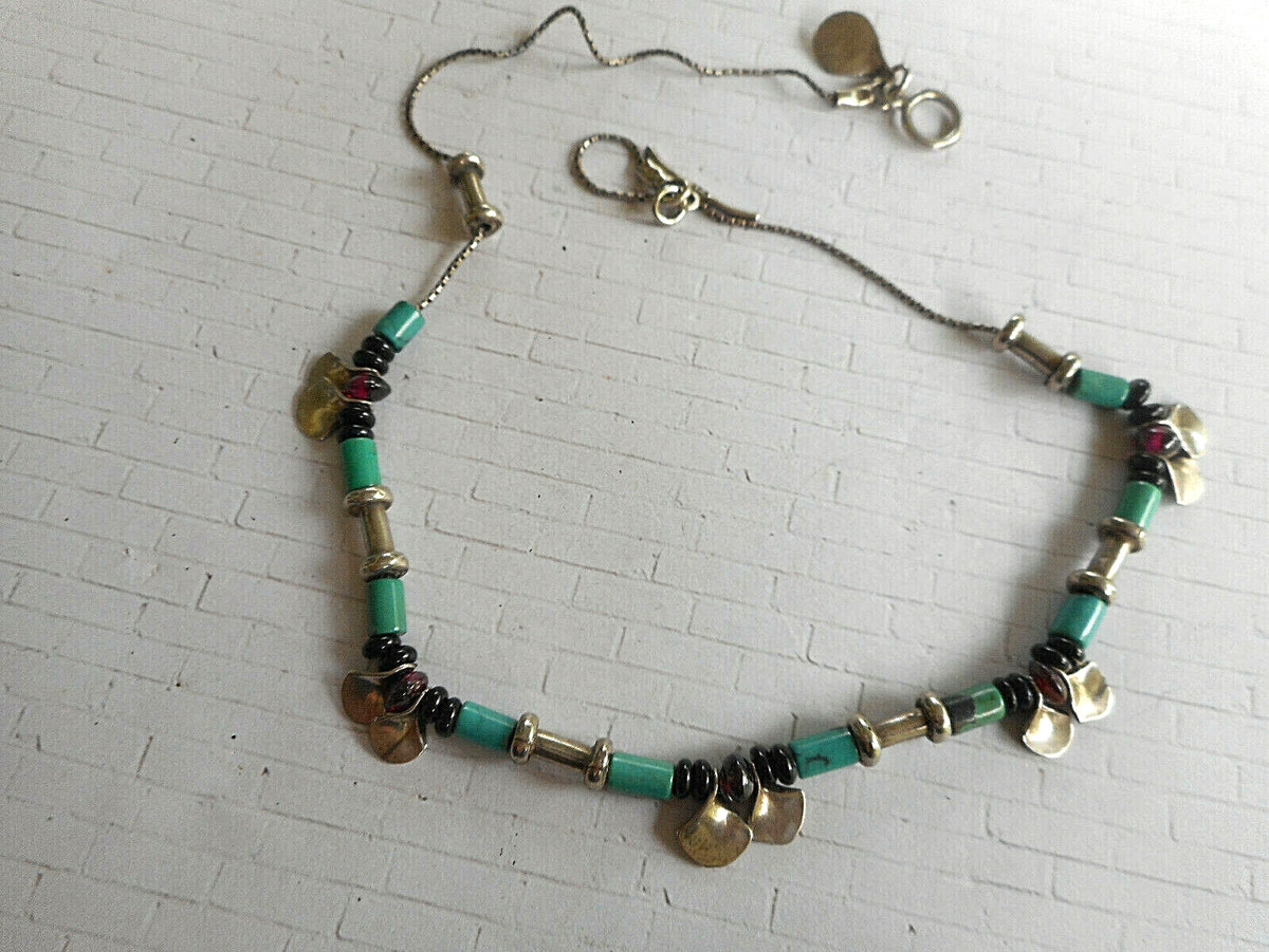 Sterling Silver Turquoise Black Bead Amethyst Bead Necklace    191914 View 4