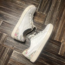 Naturalizer Morrison Sneaker White Leather Size 7.5 EUC Floral Heel 99