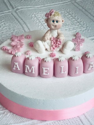 Edible Blue Eyed Baby Girl Princess Christening Cake Topper