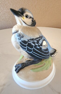 Bird Figurine Boehm ''Baby Blue Jay'' Porcelain #436 USA Vintage