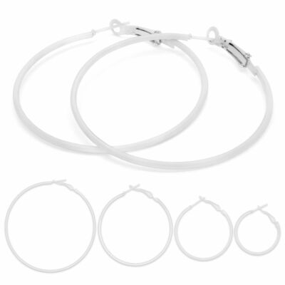 1 Paar Creolen weiß Ohrringe Hoops Ohrstecker Kreole Ohrschmuck klassisch