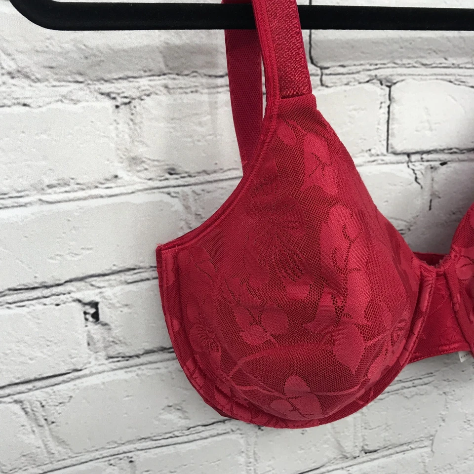Sujetador Cabernet para mujer 34DD Balconette con aros correa ajustable rojo 6419 Foto 2 de 4