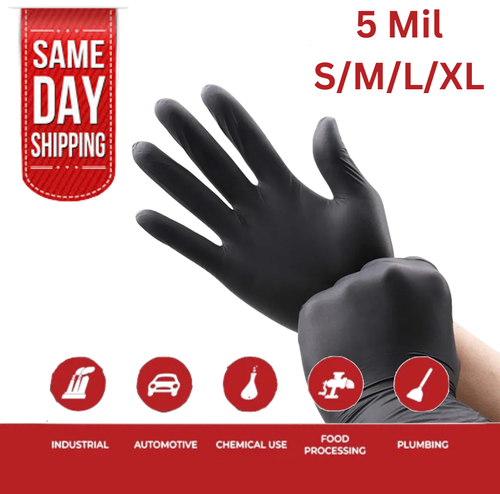 ECVV 100 Pack Black Vinyl Disposable Gloves, Latex Free Gloves, Powder - View #2