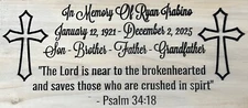 13 by 5.5 Custom Remembrance Plaque - Popler Wood - Family - Friends - Ship Free