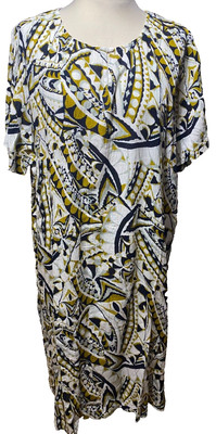 Adini viscose crepe dress short sleeves round neck with button keyhole SZ 2XL/L2