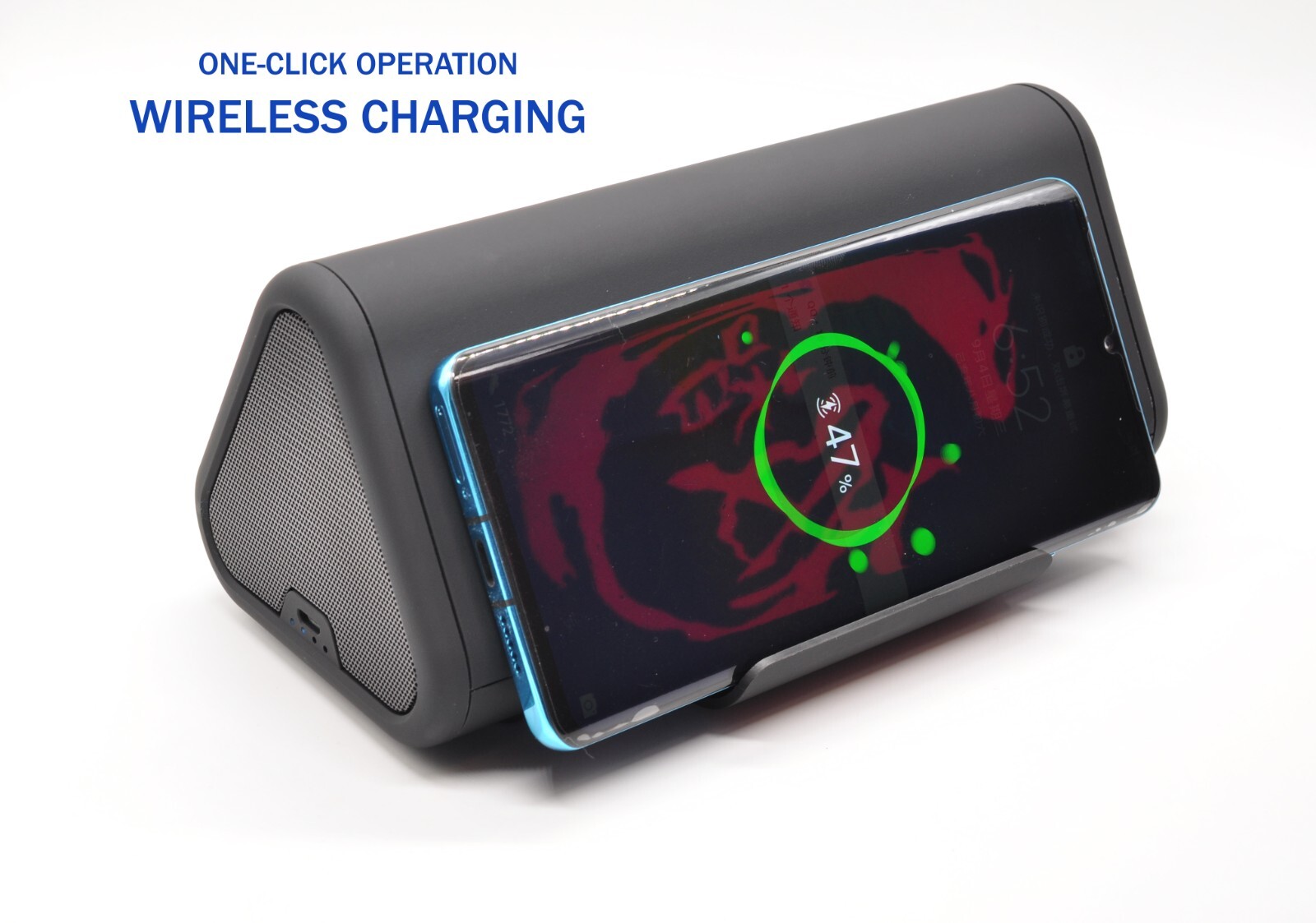 Bluetooth Speaker with Wireless Charger Kick-Stand, Premium Stereo Sound Speaker