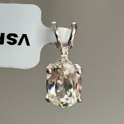 Colgante Gemporia de diamantes de morganita de oro blanco de 9 quilates con certificado de autenticidad - Imagen 7 de 10