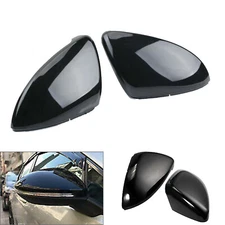 Pair Gloss Black Side Wing Mirror Case Caps Covers Housing For VW Golf MK7 GTI