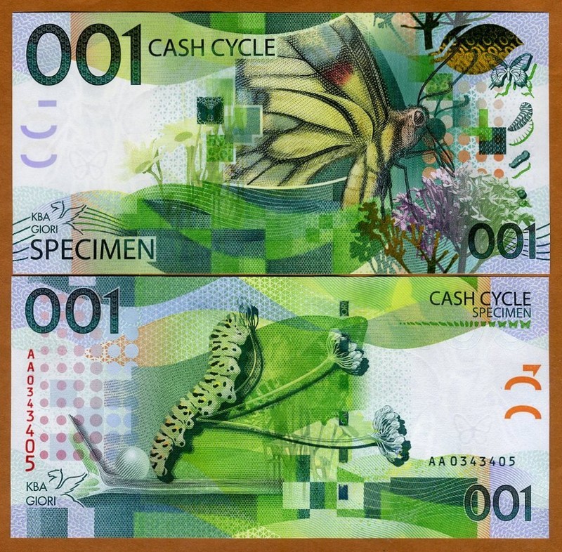 001 Cash Cycle KBA-GIORI, Test / Advertising note / Specimen - Butterfly