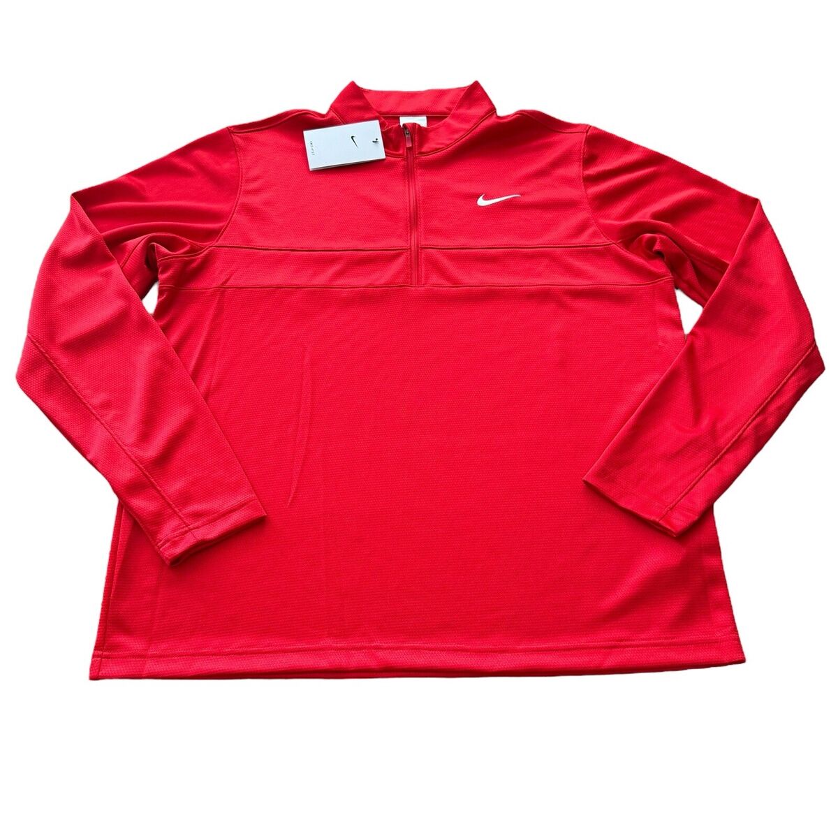Nike Men's Essential Dri-Fit Half Zip Golf Pullover Top Red Nike Men's Essential Dri-Fit Half Zip Golf Pullover Top Red