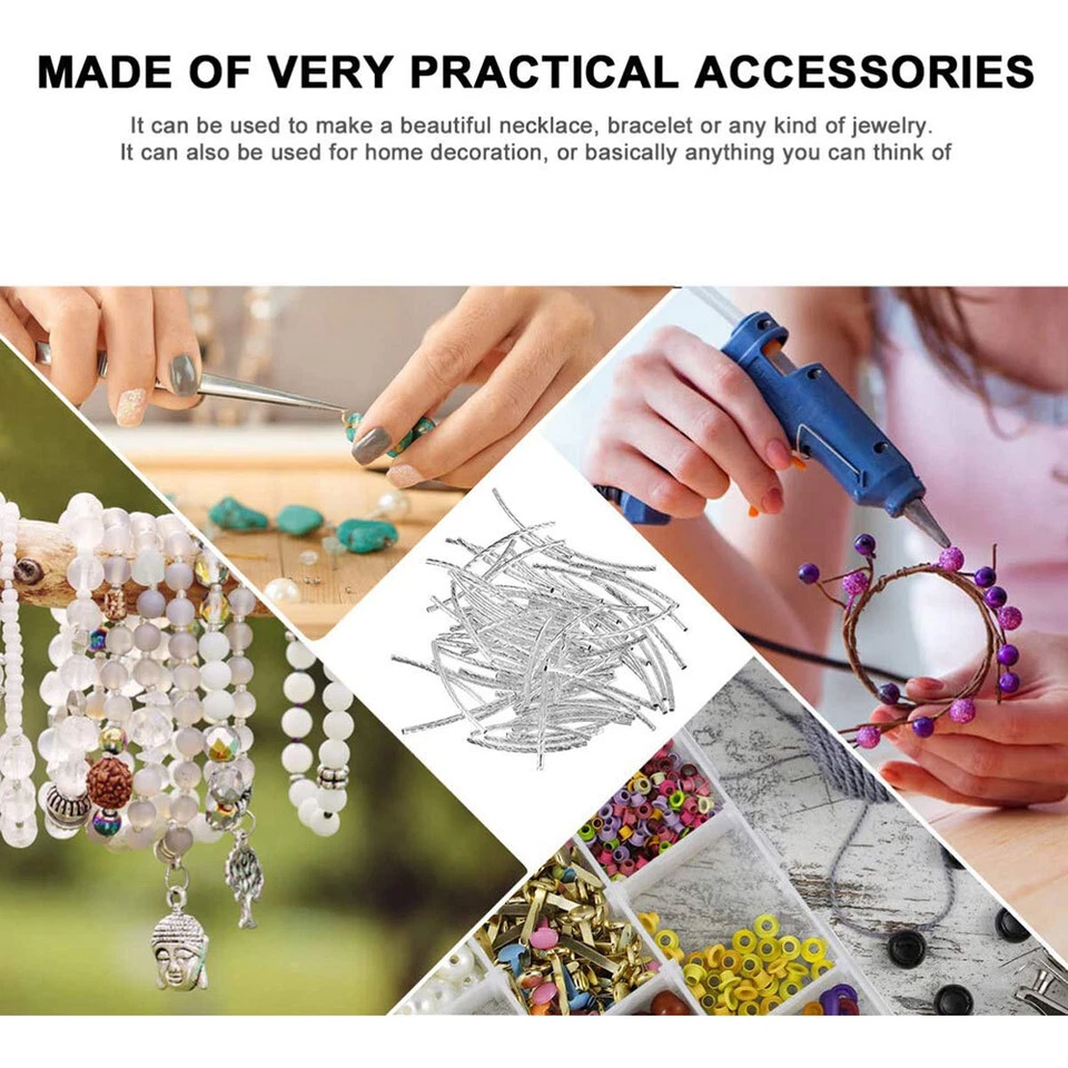 200Pcs 2x35mm Silver Platinum Color Curved Brass Tube Bar Twisted Metal Beads US - Image 3 of 4