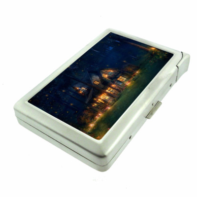 Fireflies D5 Cigarette Case with Built in Lighter Metal Wallet Glow Bugs