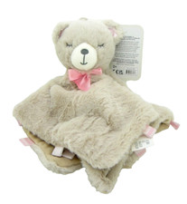 Kelly Baby Security Blanket Tan Teddy Bear Pink with Rattle Taggies