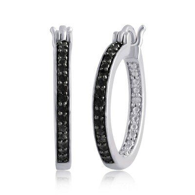 1/3 cttw Inside-Out schwarze Diamant Creolen für Damen