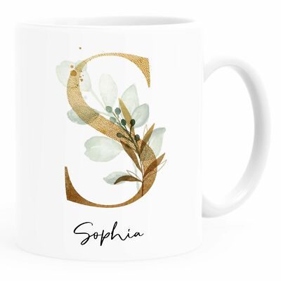 Personalisiertes Keramik-Tassen Set – Namenstasse Mit Initiale, Weiß, 325 Ml, Spülmaschinenfest, Geschenk