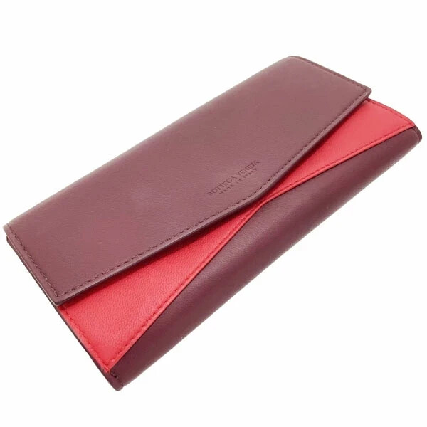 Bottega Veneta Bi-fold Long Wallet Leather Bordeaux Red From