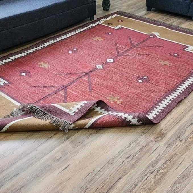 Wool Kilim Rug Carpet Traditional Area Handwoven Vintage Hand Rugs Woven - Image 4 of 4