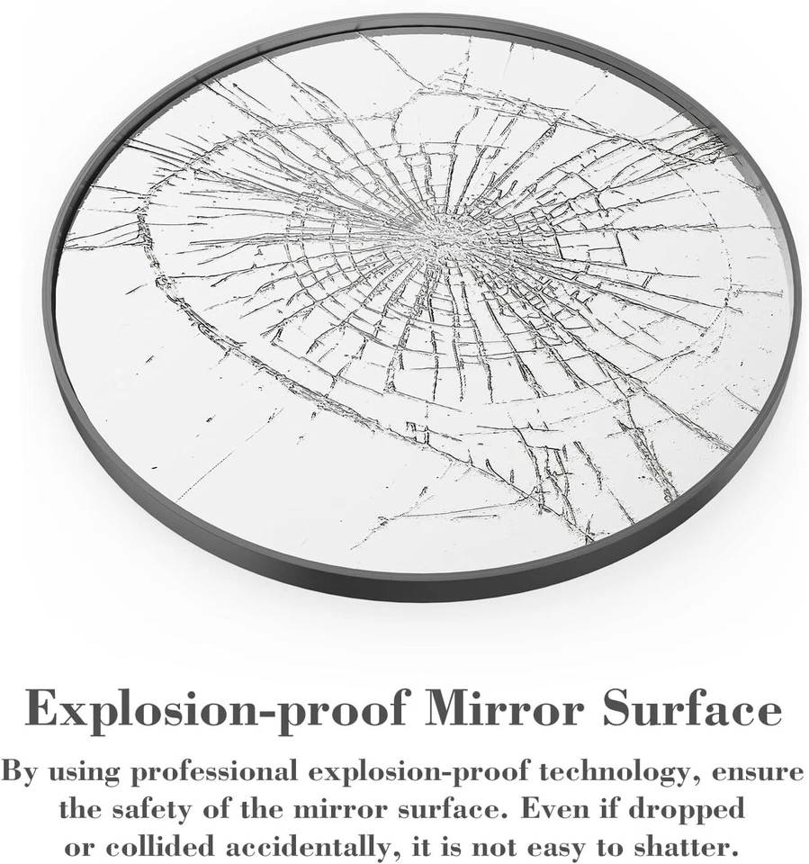 Black Round Wall Mirror Bathroom Mirrors Over Sink Circle Mirror for Bathroom - Image 3 of 4