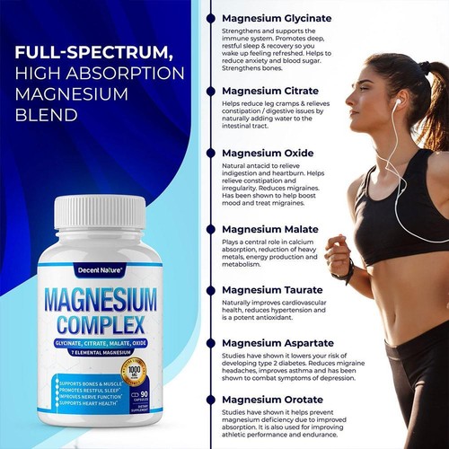 Magnesium Glycinate Capsules 1000mg Per Serving - 7 In1 Capsules 90cap - Picture 8 of 10