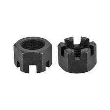 2Pack M24x2mm Slotted Hex Castle Nuts Carbon Steel Blackened Hexagon Nuts Black