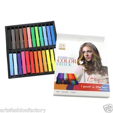 24 Colored Square Pastels, 24 Count Temporary Hair Color stick Soft Pastel Chalk