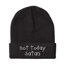 Beanies for Men Not Today Satan Embroidery Winter Hats Women Acrylic Skull Cap