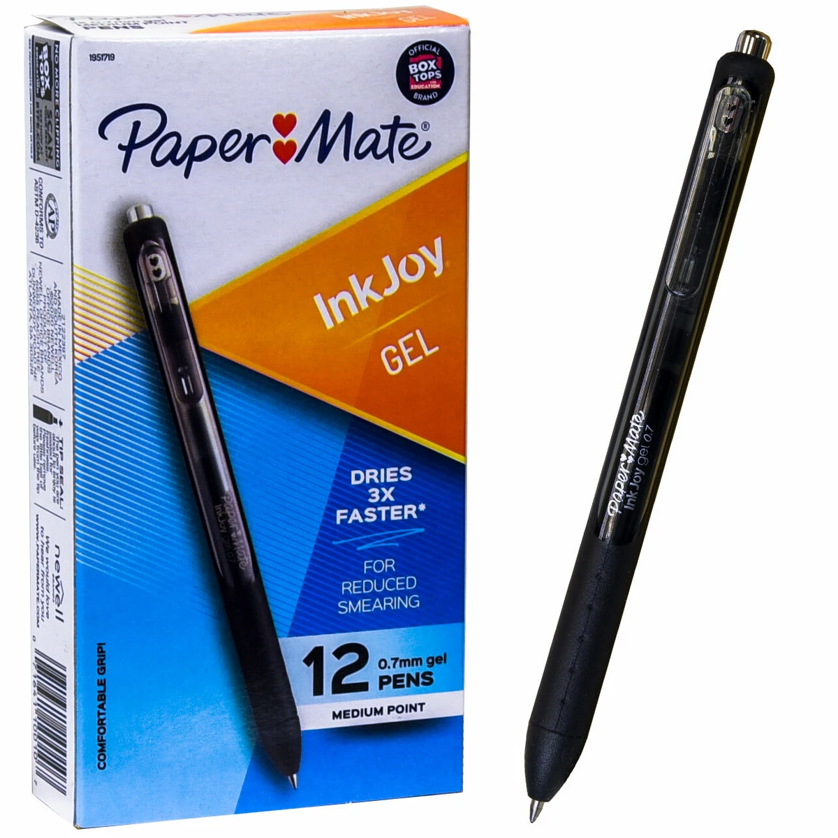 Paper Mate InkJoy Gel 0.7 Pen 1951719, Black Gel Ink, Box of 12 Pens