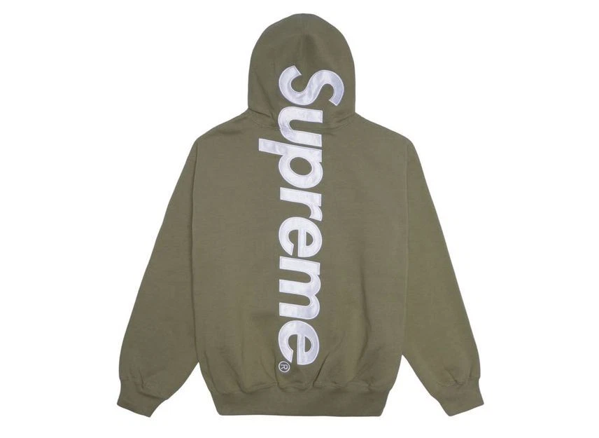 Sweat à capuche Supreme satin appliqué olive clair