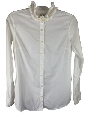 Vintage J Crew Size XS Ruffled Collar Ivory Button Up Shirt Darts Whimsy Goth | eBay Vintage J Crew Size XS Ruffled Collar Ivory Button Up Shirt Darts Whimsy Goth | eBay