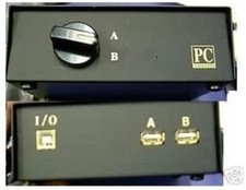 Black 2-Way USB A to B Data Transfer Switch Box Printer Scanner HDD PC NEW