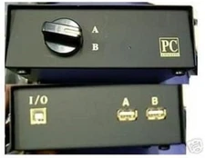 Black 2-Way USB A to B Data Transfer Switch Box Printer Scanner HDD PC NEW