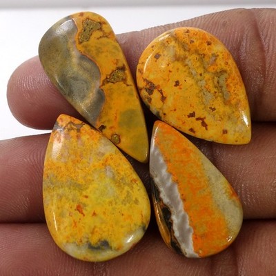 53.60 Cts Natural Bumblebee Jasper Mix Shape Cabochon 4 Pcs Lot Loose Gemstone