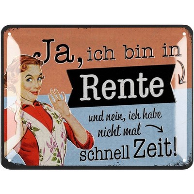 Retro Blechschild Ruhestand, Geschenk zum Renteneintritt, vintage Deko 15x20cm
