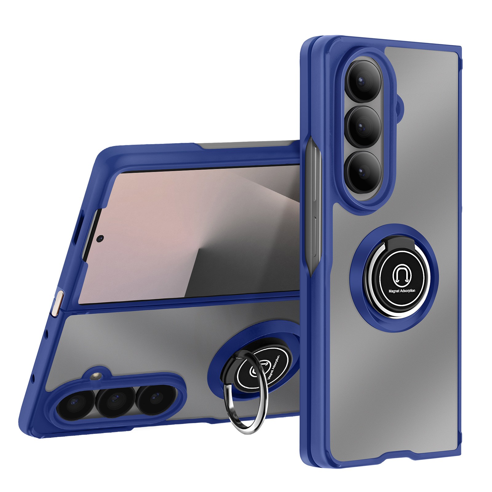 Coque pour Galaxy Z Fold 7 avec anneau bleu protection antichoc dos rigide