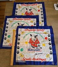 3 Vintage 1988 Spuds Mackenzie Bud Light Bandana Scarf Handkerchief Party Animal