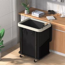 40 Gal 150L Laundry Hamper with Lid,Leather Patchwork Laundry Baskets with Wh...