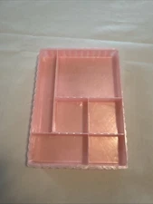Vtg 1960s 9" Pink Vanity Tray Scalloped Edge Trinket Jewelry Drawer Organizer