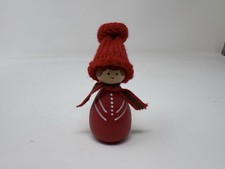 Vintage KESMI Swedish Folk Art Wood Girl Elf Gnome Christmas Figurine Handmade